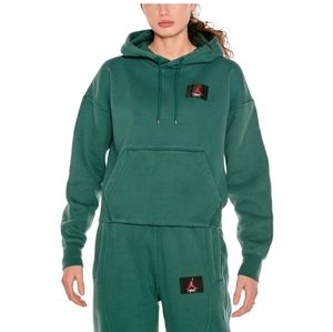 Nike Air Jordan Womens Flight Fleece Pullover Hoodie, Dark Green, Size Small